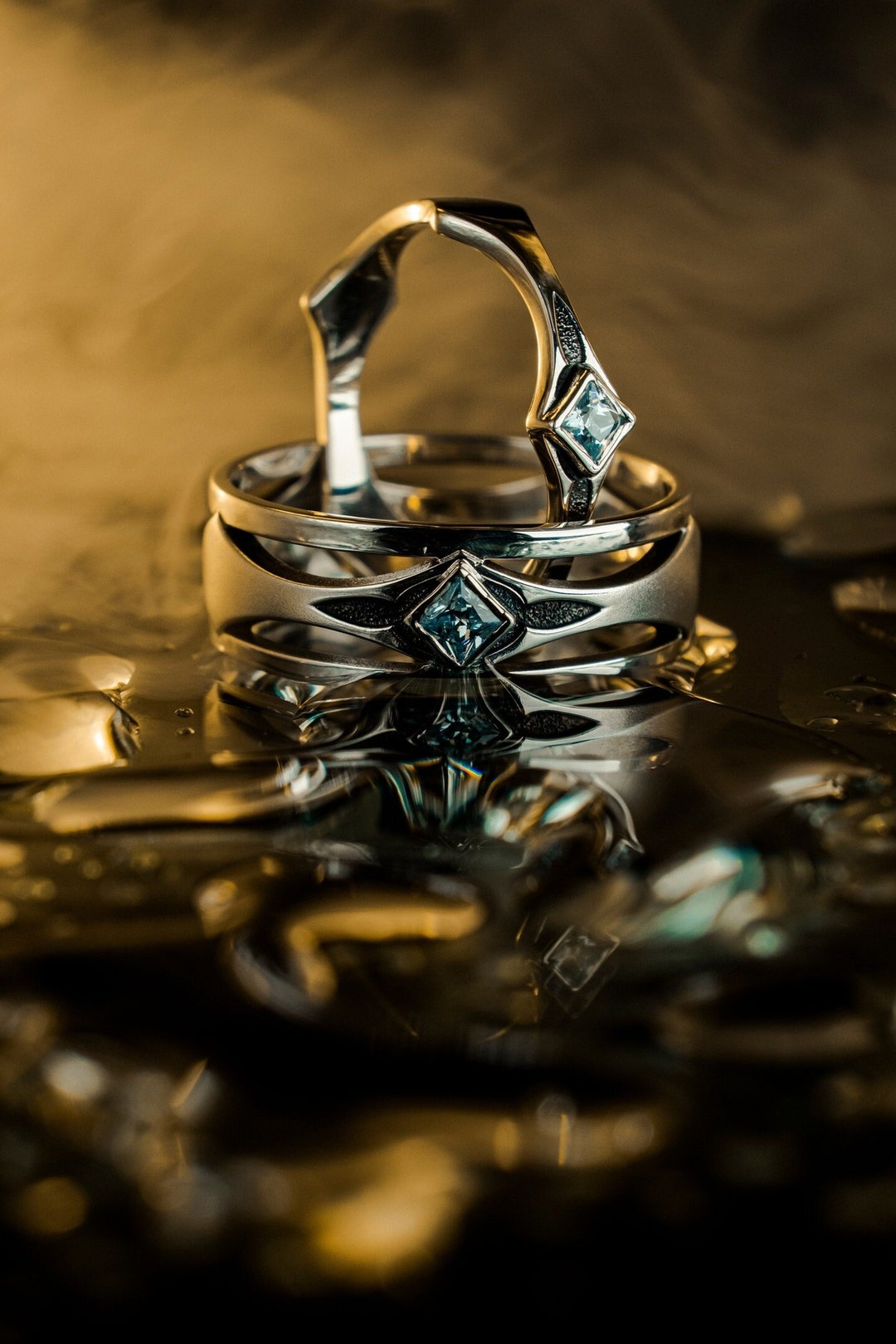 Sterling Silver Gothic Wedding Rings, Engagement Rings, Handmade