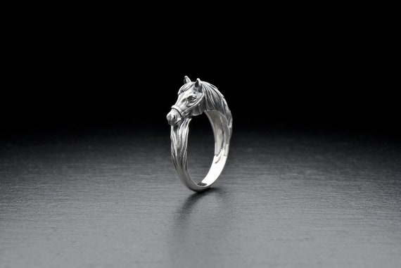 スターリングシルバーの馬の指輪 - 精巧な乗馬ジュエリー、男女兼用の