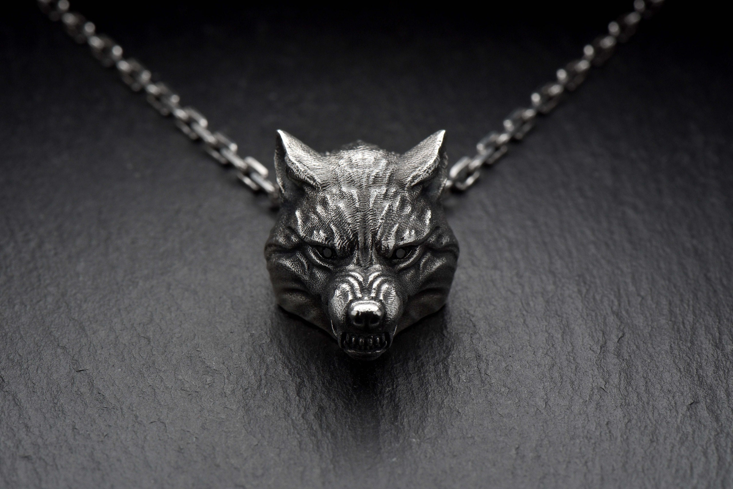 Sterling Silver Werewolf Necklace, Handmade Wolf Pendant