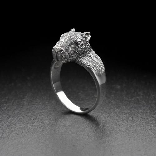 Sterling Silver Capybara Ring: Handmade Animal Jewelry - Etsy