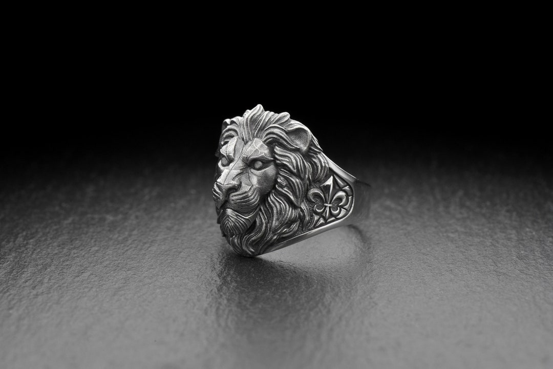 Sterling Silver Ring Lion, Lion Lovers Gift, Lion's Head Ring , Totem