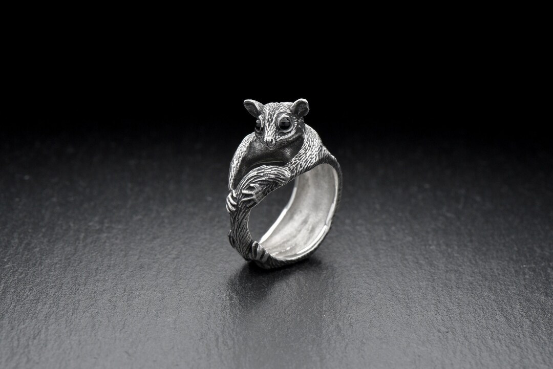 Sterling Silver Flying Squirrel Ring, Animal Ring, Handmade Animal