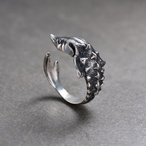 Sterling Silver Ring Sturgeon, Fish Lovers Jewelry, Ring Fish, Sea Creature Lovers Gift, Animal Ring, Handmade Animal Jewelry