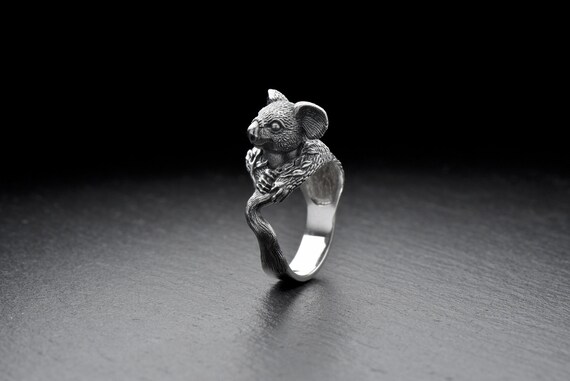Sterling Silver Koala Ring, Animal Ring, Animal Jewelry, Koala