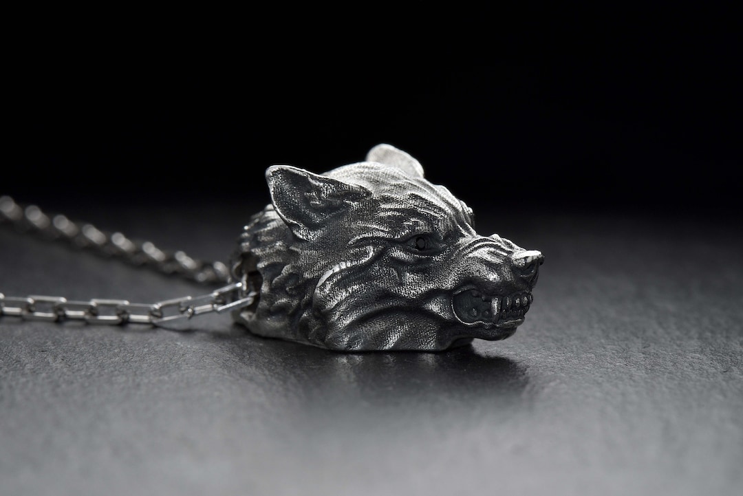 通販サイト一覧 Sterling Silver Werewolf Necklace, Handmade Wolf Pendant シルバー