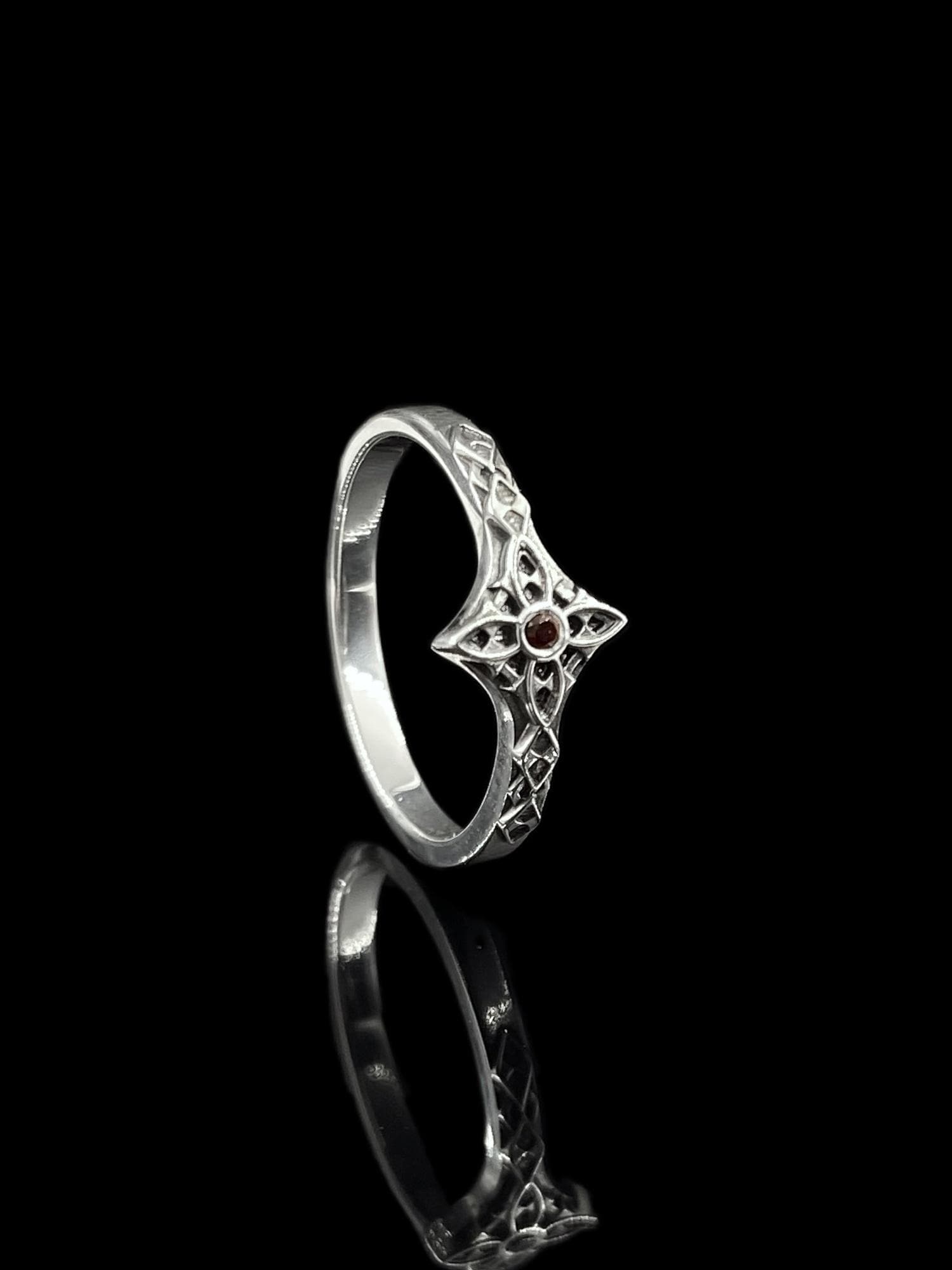 Sterling Silver Gothic Ring: Gemstone Medieval Jewelry