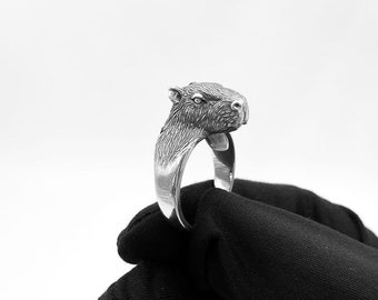 Sterling Silver Capybara Ring: Handmade Animal Jewelry - Etsy Israel