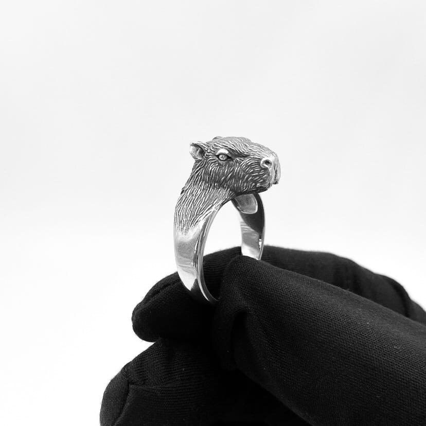 Sterling Silver Capybara Ring: Handmade Animal Jewelry - Etsy