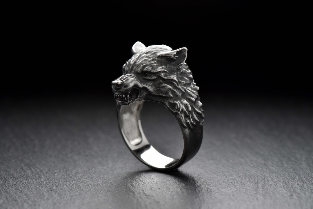 Sterling Silver Werewolf Ring, Wolf Totem Jewelry, Fenrir Ring, Silver