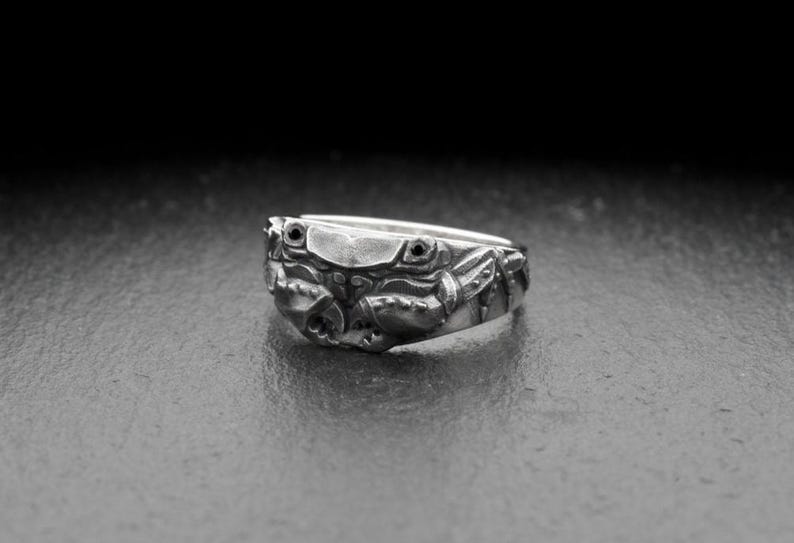 Crayfish Rings Sterling Silver Crab Signet Ring: Handmade Sea Jewelry - Etsy