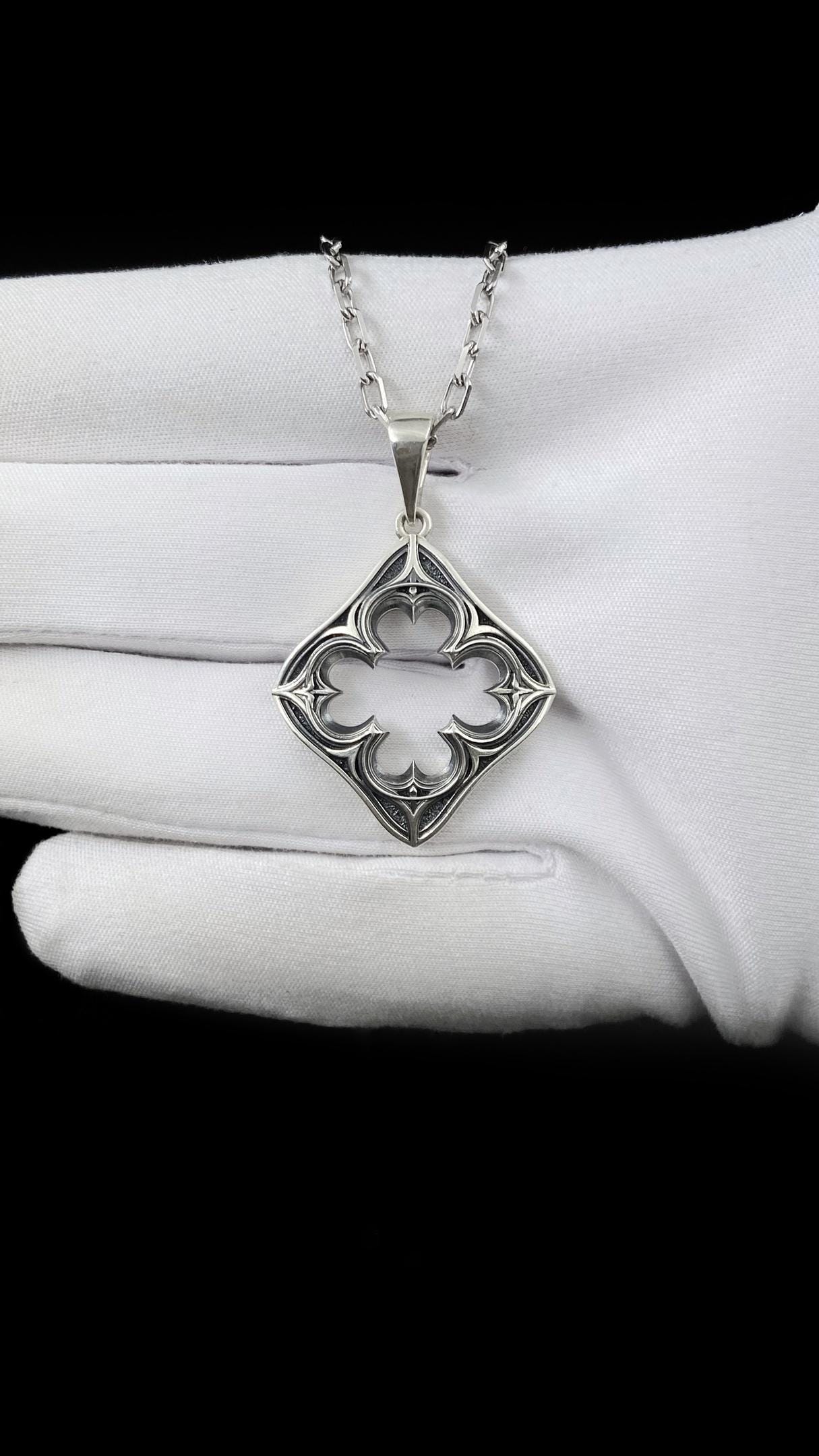 Sterling Silver Gothic Pendant, Uniquely Designed Vintage