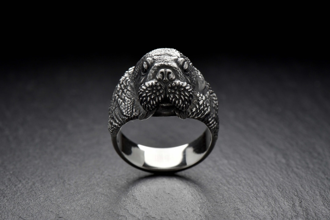 Sterling Silver Ring Walrus, Animal Jewelry, Animal Ring, Sea Creatures ...