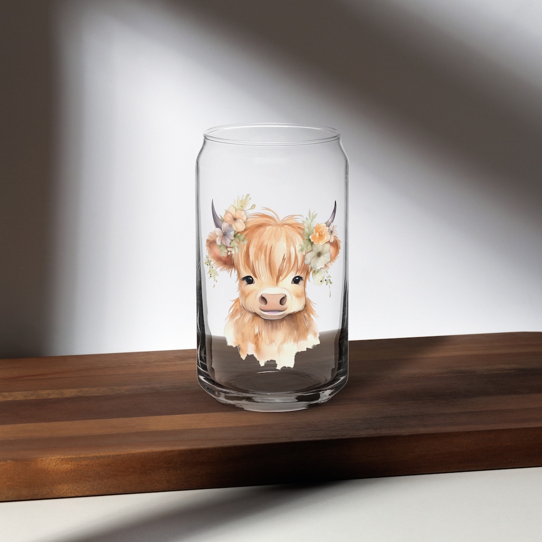 Highland Cow Drinking Glass Etsy