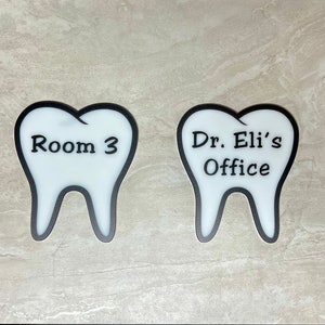 Personalized Dental Office Door Signs - Dentist Signs - Custom Message Teeth Plaque - Tooth Sign - Office Sign