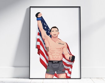 Michael Chandler with American Flag | UFC Art | Poster | MMA | Flat Design | Pop Art | Modern Design | USA | Minimalist