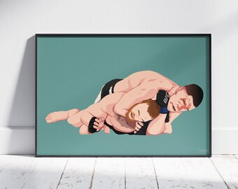 Nate Diaz chokes out Conor McGregor | 209 | Stockton | UFC | MMA Memorabilia | Flat Design | Gift | Sports | Print