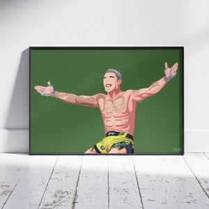 Charles Oliveira UFC Champion Cheering on fence | MMA | Flat Design | Pop Art | Modern Design | Minimalist Print | Decor