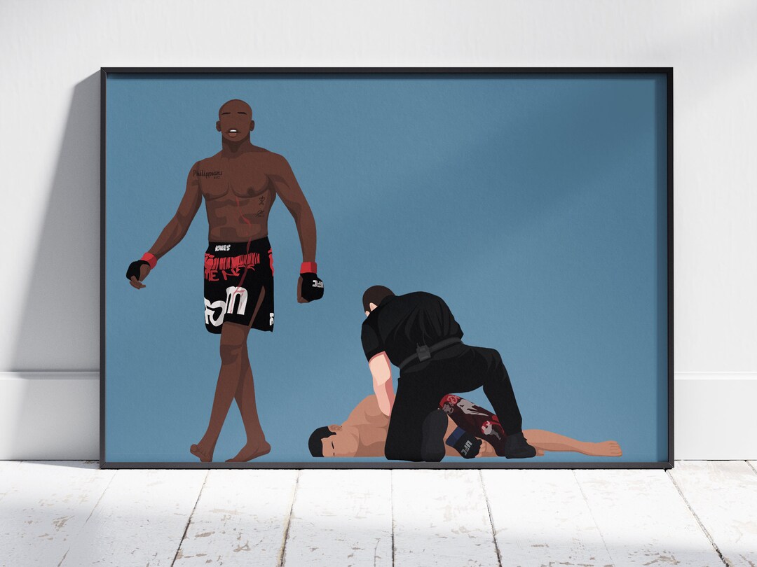Jon bones Jones Chokes Out Lyoto Machida UFC Wall Art MMA Flat Design