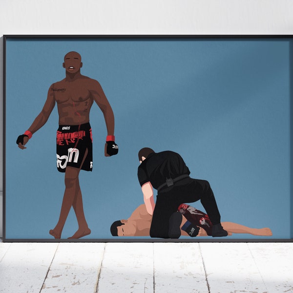 Jon "Bones" Jones chokes out Lyoto Machida UFC Wall Art | MMA | Flat Design | Pop Art | Modern Design | Minimalist Print | Decor