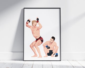 Paddy "The Baddy" Pimblett twerks sobre Jordan Leavitt / UFC Art / Poster / MMA / Flat Design / Pop Art / Modern Design / Minimalist