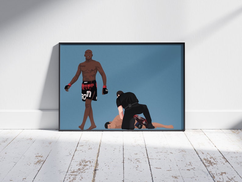 Jon bones Jones Chokes Out Lyoto Machida UFC Wall Art MMA Flat Design