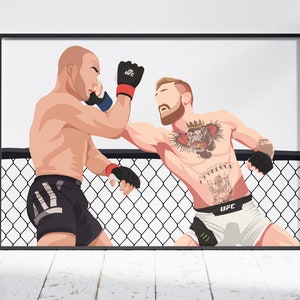 Conor McGregor UFC Double Champion Poster Wall Art | UFC, MMA, Flat Design, Pop Art, Modern Design
