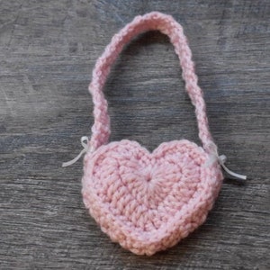 Crochet Pink Heart Bag for 18 Inch Dolls