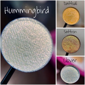 The Spring Collection Bundle- is a collection of 3 pressed multichrome 26mm single eyeshadow toppers and 1 36mm multichrome highlighter