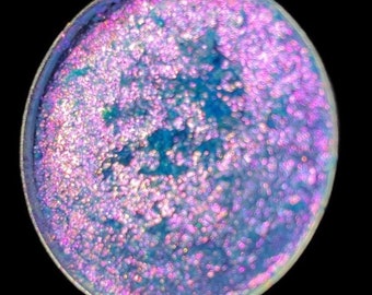 PREORDER Lavender Disco is a hand pressed extreme multichrome 26mm single eyeshadow topper