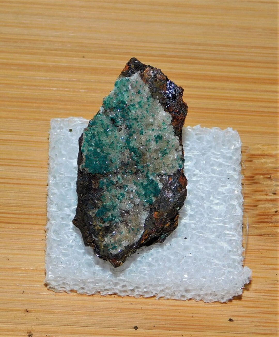 Rosasite and Quartz Thumbnail Mineral Specimen