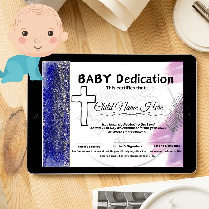 Child Dedication Certificate, Baby Dedication Certificate, Printable