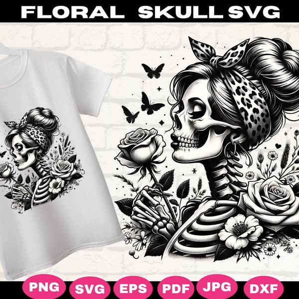 floral skeleton, Floral Skeleton Woman Clipart, Human Skeleton Svg , skeleton with Florals Svg | Glowforge Cutfiles Clipart Png