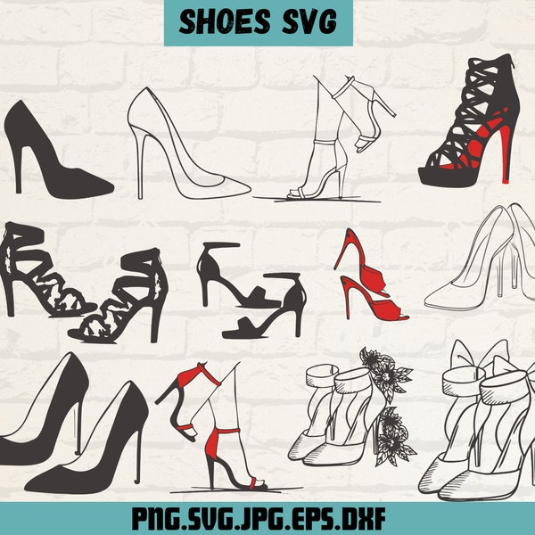 High Heel Svg, High Heel Shoe Svg, Stiletto Svg, High Heels Svg, Women Shoes Svg, Shoe Clipart, Fashion Girl Svg, High Heels Clipart