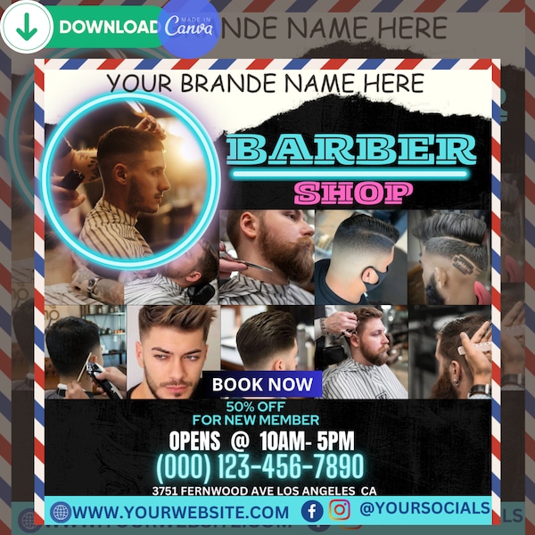 Barbershop Flyer, Barber flyer, Appointment Flyer, Male Hairstylist, Hair Cut Flyer/Premade Social Media Hair Flyer/Barber Booking Flyer