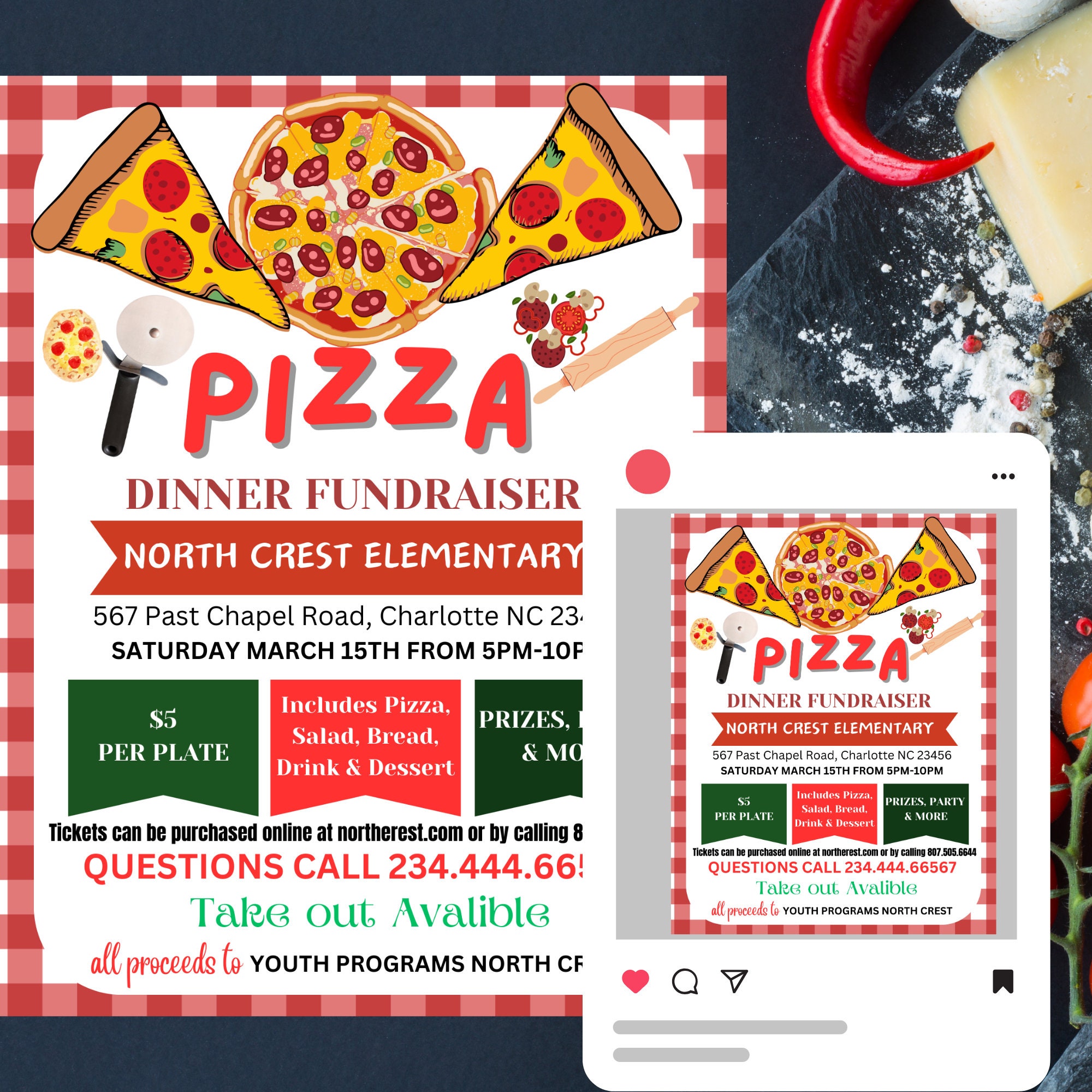 Pizza Dinner Flyer/ Editable Pizza Fundraiser Invitation/ Pto Pta ...