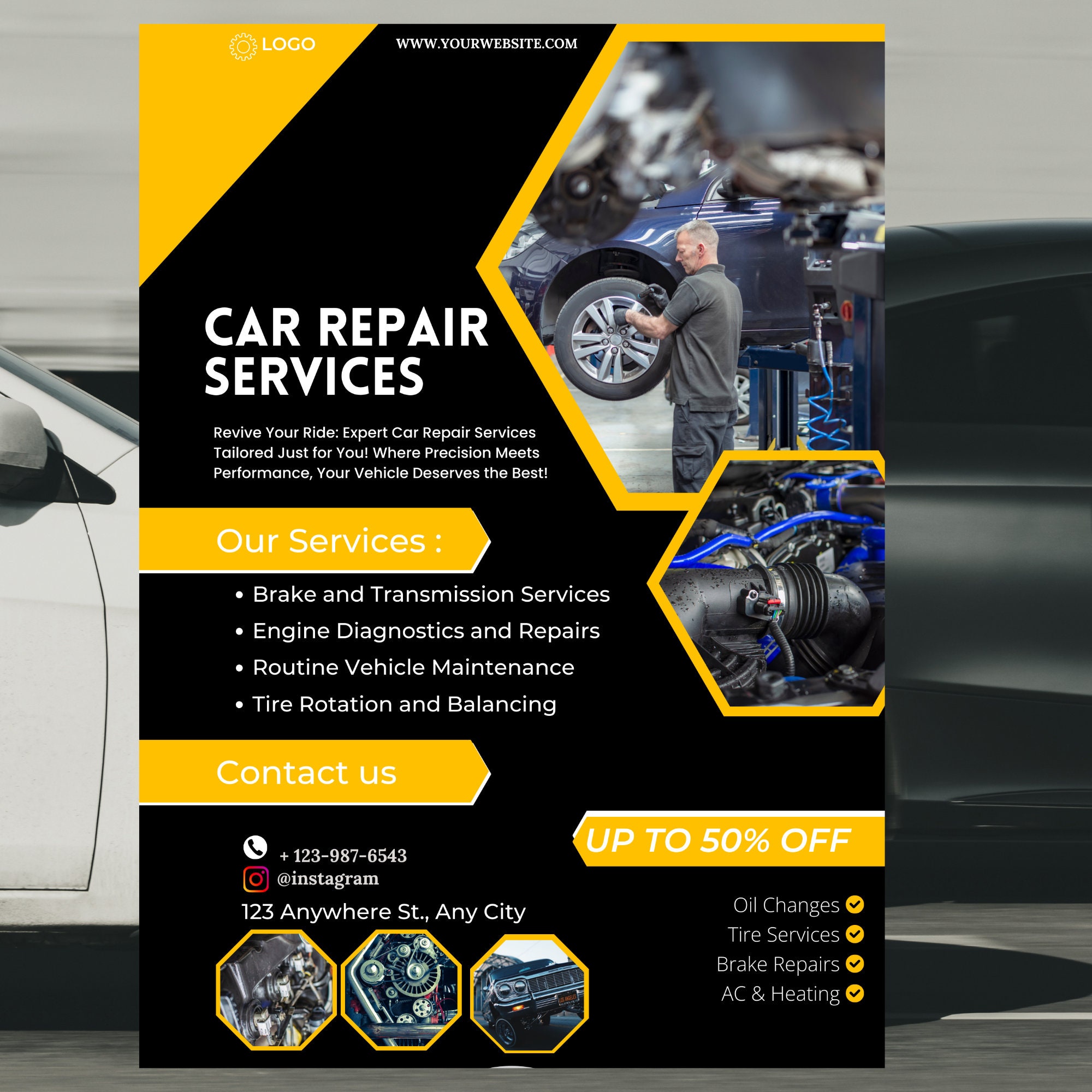 Car Detailing Flyer, Car Wash Flyer, Vehicle Services Flyer, , Social ...