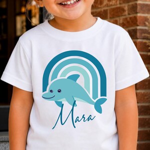 T-shirt d'anniversaire personnalisé pour enfant, t-shirt dauphin garçon avec prénom, t-shirt anniversaire océan, t-shirt garçon d'anniversaire, tailles enfant XS, XL, M