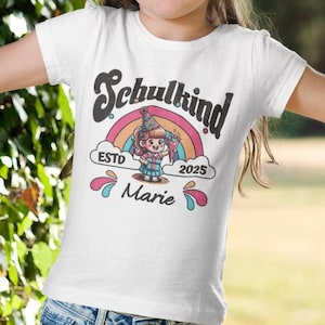 T-shirt personnalisé pour écolier 2025 pour la rentrée scolaire, T-shirt arc-en-ciel pour enfants, cadeau de rentrée scolaire, chemise d'anniversaire pour enfants avec nom