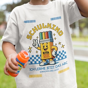 Adieu écolier de la maternelle 2025, au revoir garderie adieu t-shirt enfants, cadeau pour l'inscription à l'école, t-shirt ABC, remise des diplômes de garderie t-shirt enfants blanc