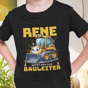 Camiseta infantil personalizada excavadora, camiseta de director de obra con estampado, vehículo de construcción amarillo, regalos de conductor de excavadora, camiseta de niño con nombre