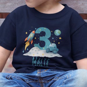 Birthday shirt space, personalized shirt with name & number, rocket motif children 3-8 years, gift boy T-shirt astronaut space