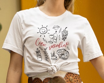 Ciao Bella Sunshine Club T Shirt, Italian Summer T-Shirt, La Dolce Vita Vibes Comfort Colors Italy Tshirt Wine Pizza Fans Fun Graphic