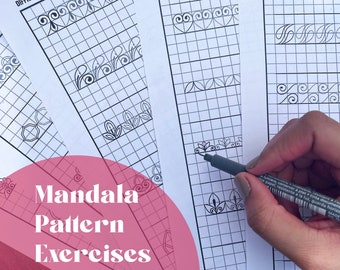 Mandala Practice Sheets - 5 , Mandala pattern Sheets,Digital Downloads,Mandala Digital Downloads,Mandala Pattern Templates,Pattern Worksheet