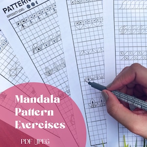 Mandala Practice Sheets - 5 , Mandala pattern Sheets,Digital Downloads,Mandala Digital Downloads,Mandala Pattern Templates,Pattern Worksheet