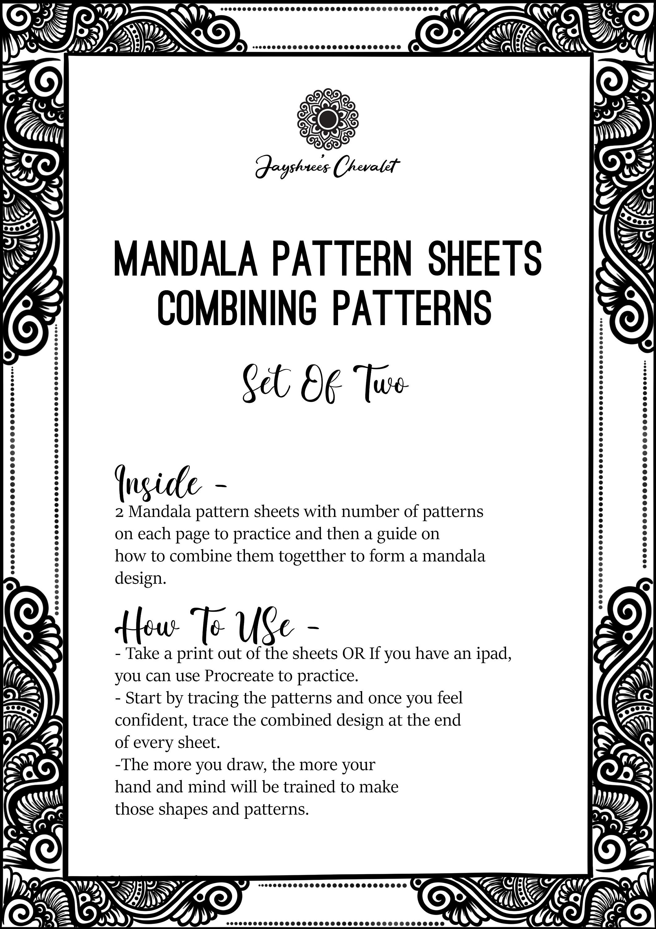 Mandala Pattern Sheets Set of 2 Mandala Practice Sheets - Etsy