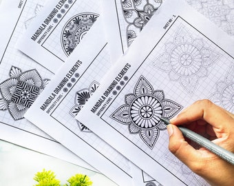 Mandala Practice Sheets SET OF 5, Mandala templates , Digital Downloads, Mandala Digital Downloads, Mandala Pattern Templates, Learn Mandala