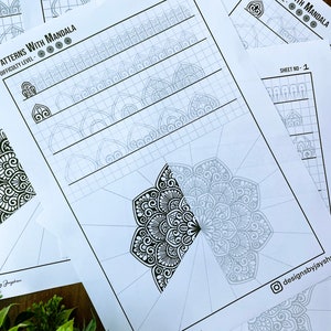 5 Mandala Pattern Sheets With Mandala Template, Mandala Practice Sheets, Digital Downloads, Mandala Digital Downloads,Mandala Pattern wowart