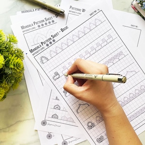 Mandala Pattern Sheets BASIC SET OF 5, Mandala Practice Sheets, Digital Downloads, Mandala Digital Downloads, Mandala Pattern Templates