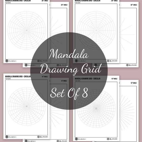 Mandala Drawing Template, Mandala Grid, Mandala Practice Sheets, Mandala Template, Mandala training sheets, Mandala Pattern Template