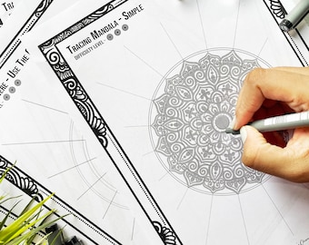 SET DE 6 Mandalas para DELINEAR, Calcar y Colorear (PDF). Adornos, papel digital, descargas, página para colorear, arteterapia, hoja para calcar.
